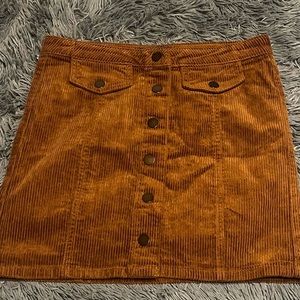 Brown corduroy button up skirt